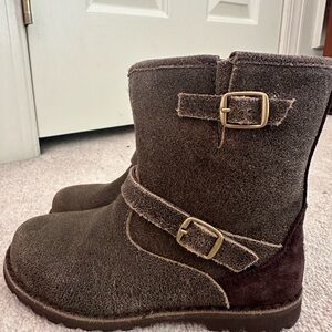 UGG Brown Classic Suede Boots with Buckle